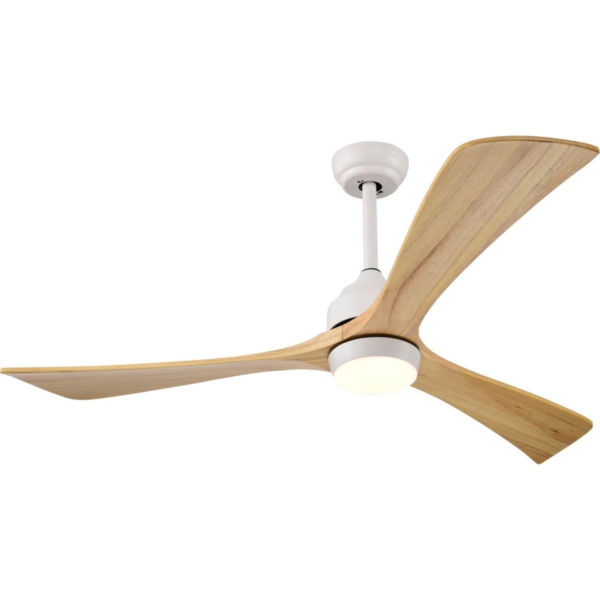 52" Ceiling Fan with Lights Remote Control,Quiet DC Motor 3 Blade Ceiling Fans 6 Speed Levels,Reversible Ceiling Fan, for Patio Living Room, Bedroom, Office,Indoor.(White +Natural)