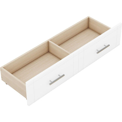 Queen Size Murphy Bed with Shelves, Drawers and USB Ports,White