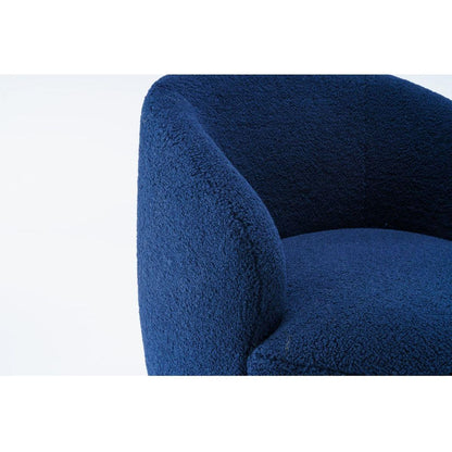 Teddy Fabric Swivel Accent Armchair Barrel Chair With Black Powder Coating Metal Ring,Dark Blue