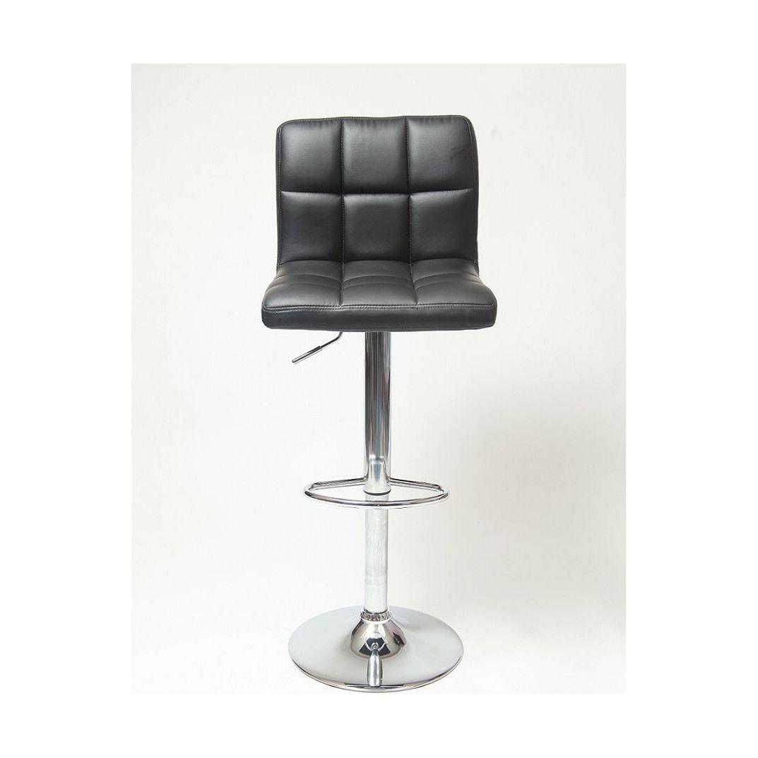 Swivel Faux Leather Adjustable Hydraulic Bar Stool, Set of 2, Black
