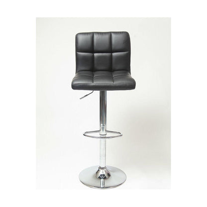 Swivel Faux Leather Adjustable Hydraulic Bar Stool, Set of 2, Black