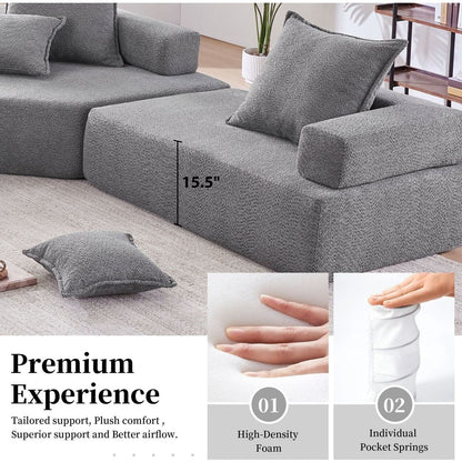 156"Oversized Modular U Shaped Sectional Sofa,Luxury Boucle Floor Couch Set,Convertible Sleeper Couch,Spacious Foam-Filled Sofa Bed for Living Room,4 PC Free Combination,2 Color