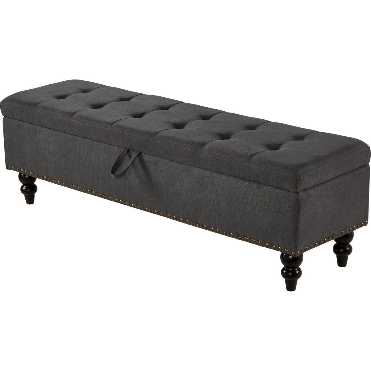 59" Bed Bench with Storage Grey Fabric