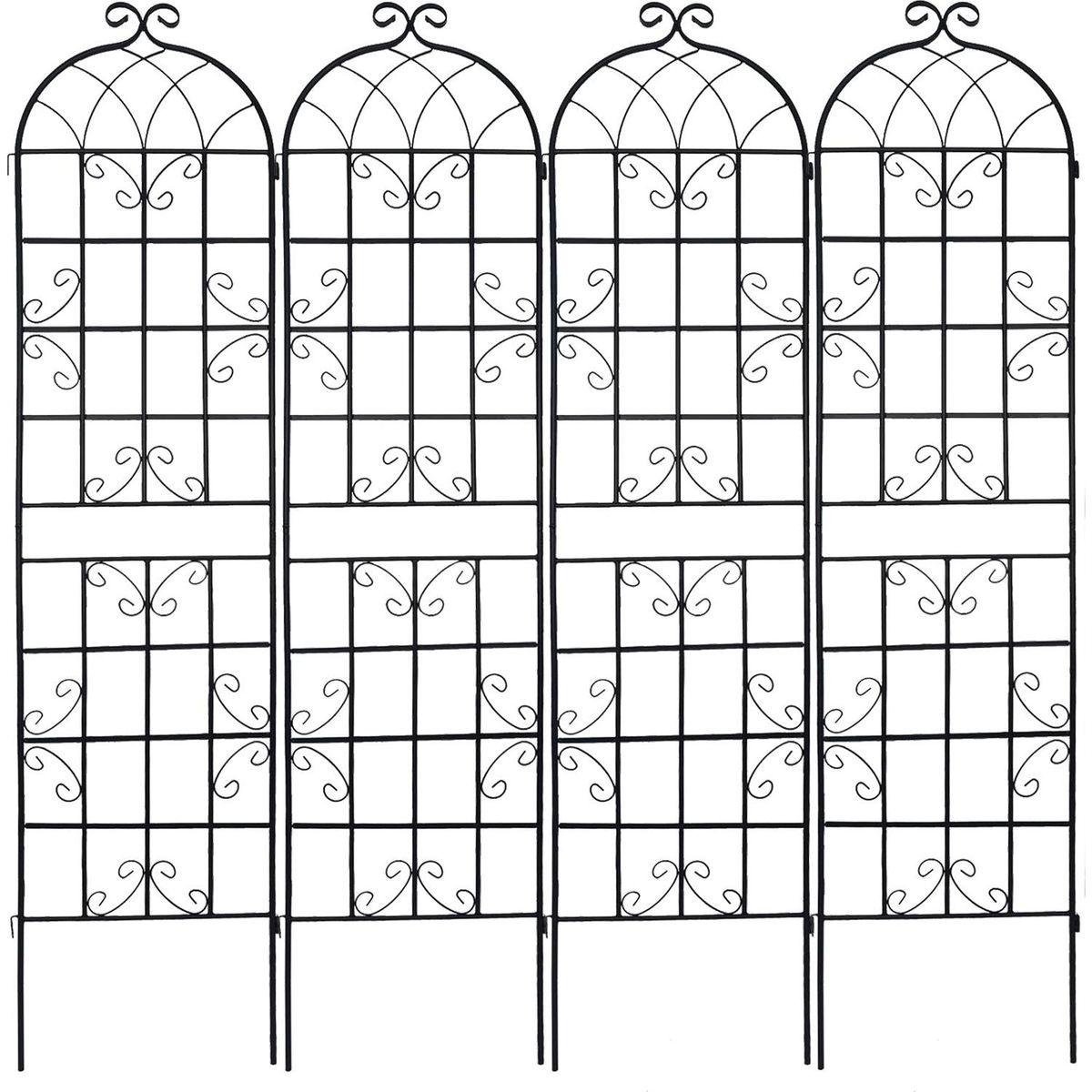 4 Pack Metal Garden Trellis 86.7" x 19.7" Rustproof Trellis for Climbing Plants Outdoor Flower Support Black