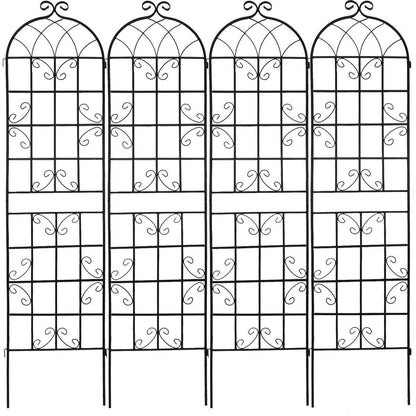 4 Pack Metal Garden Trellis 86.7" x 19.7" Rustproof Trellis for Climbing Plants Outdoor Flower Support Black
