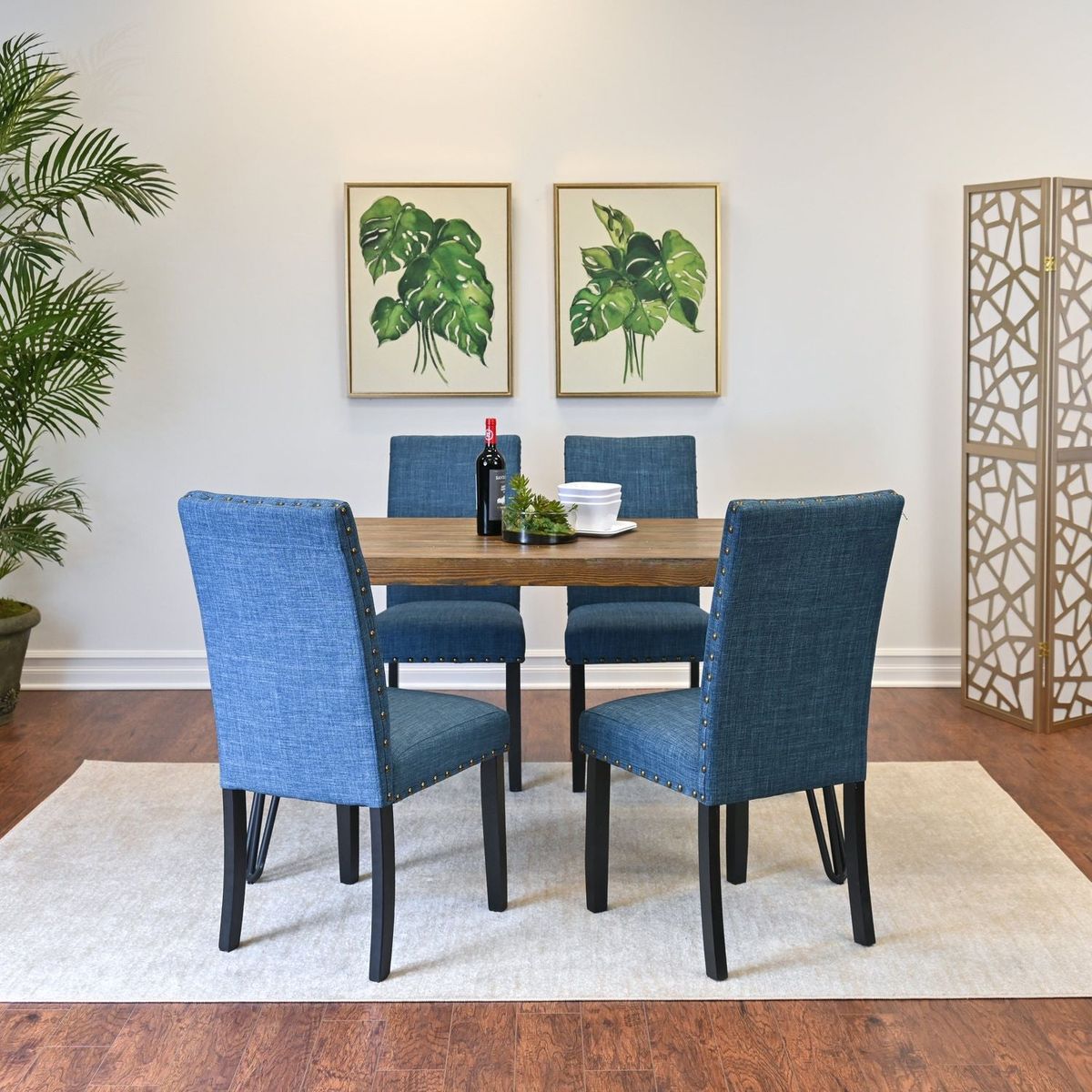 Amisos 5-Piece Dining Set, Hairpin Dining Table with 4 Chairs, 3 Color Options