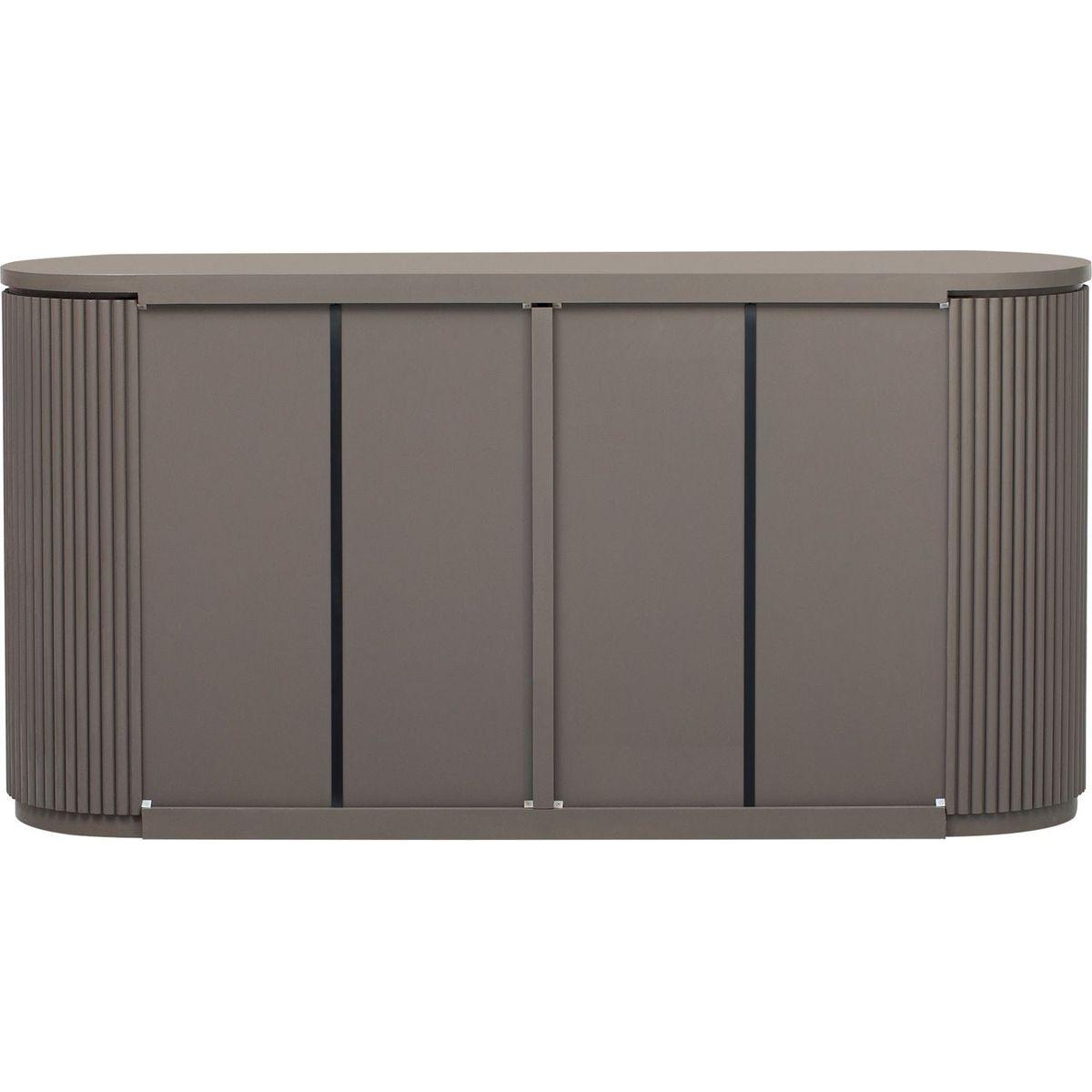 Vertical Striped Door Storage Cabinet with Metal Handles, Adjustable, Suitable for Study, Entryway and Living Room