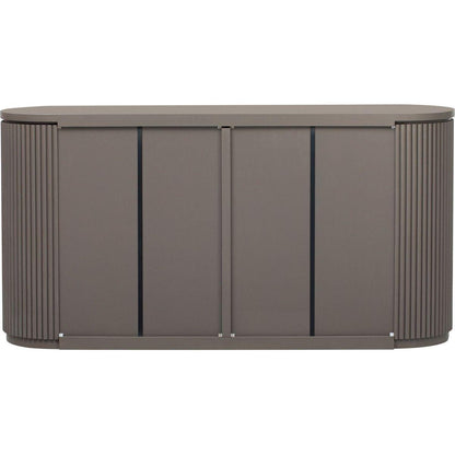 Vertical Striped Door Storage Cabinet with Metal Handles, Adjustable, Suitable for Study, Entryway and Living Room