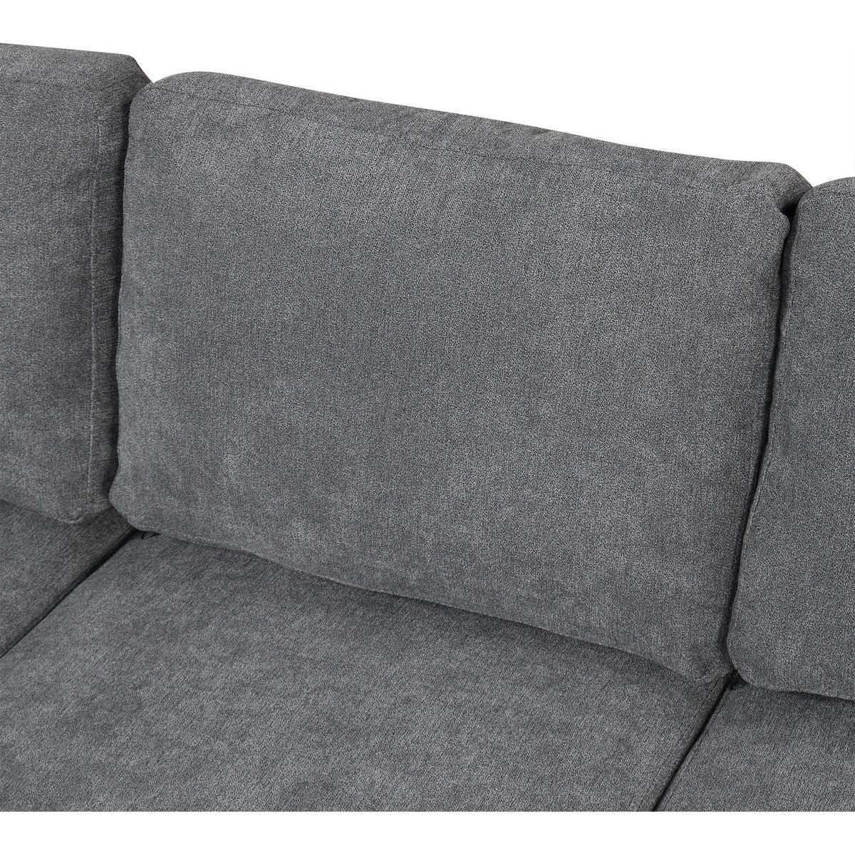 109" U-shaped Sectional Sofa Pull-out Sofa Bed with Two USB Ports, a Storage Chaise Lounge and Four Back Pillows for Living Room, Grey