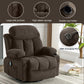 Swinging recliner massage heated sofa, with USB and 2 cup holders in side pockets, PackageA+B (Brown)