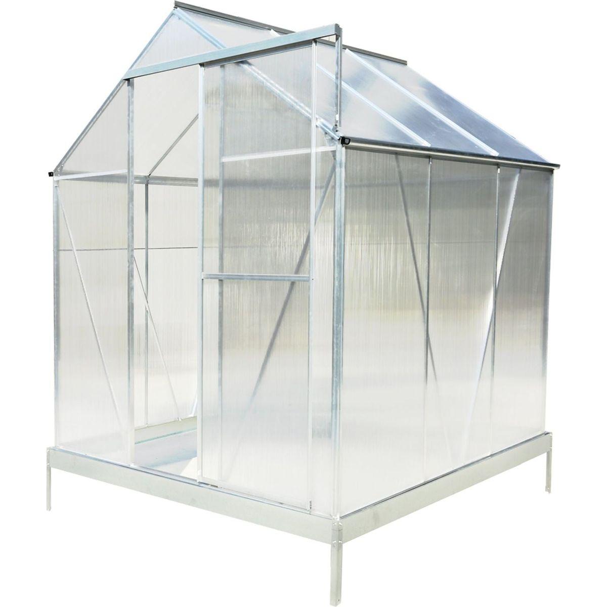 6.3'x6.2'x7' Polycarbonate Greenhouse, Heavy Duty Outdoor Aluminum Walk-in Green House Kit with Rain Gutter, Vent and Door for Backyard Garden, color aluminium