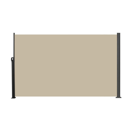 Retractable Side Awning, 118 x 71 in, Waterproof and UV-Resistant, Privacy Screen for Patio, Balcony, Garden, Beige Polyester with Dark Grey Frame