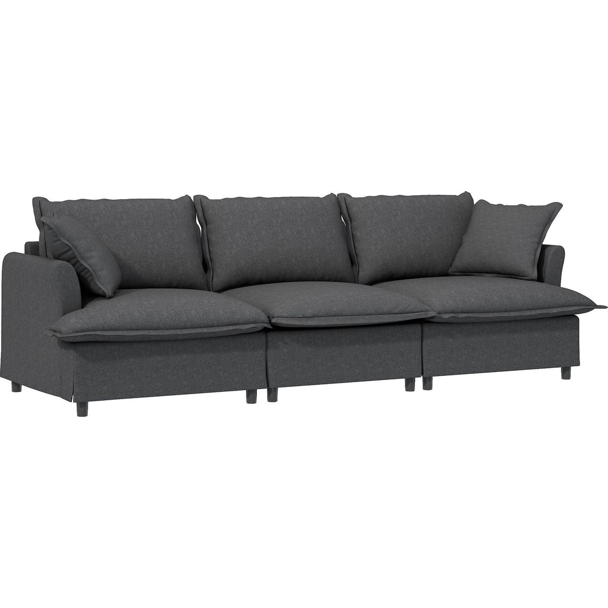 [New+Video] 94*35' 3 Seat Sofa Module for Modular Sectional Sofa,Wide Seat,Chenille Cloud Couch with Throw Pillows,Upholstered Indoor Furniture for Living Room,Bedroom,Apartment,2 Colors