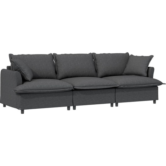 [New+Video] 94*35' 3 Seat Sofa Module for Modular Sectional Sofa,Wide Seat,Chenille Cloud Couch with Throw Pillows,Upholstered Indoor Furniture for Living Room,Bedroom,Apartment,2 Colors