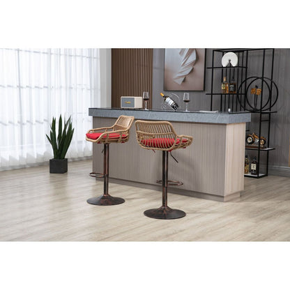 Swivel Bar Stools Set of 2 Adjustable Counter Height Chairs with Footrest for Kitchen, Dining Room 2PC/SET