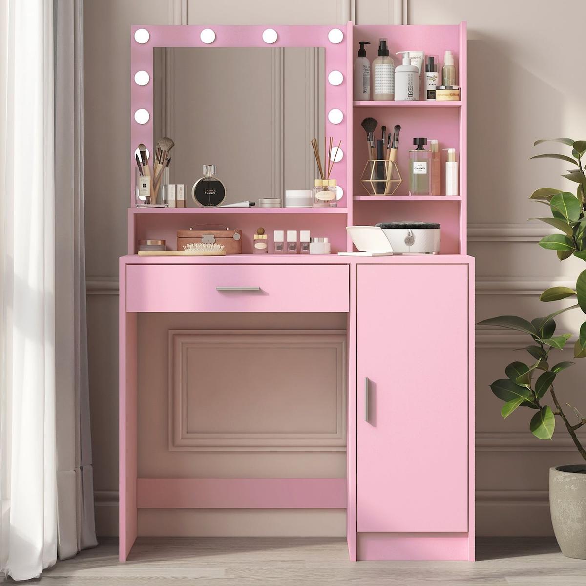 Makeup Vanity Desk with Mirror & Light