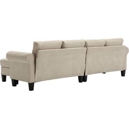 Convertible Sectional Sofa with Storage,L-shaped sofa,Four-seater sofa,Modern Linen Fabric Sectional Couches for Living Room, Beige