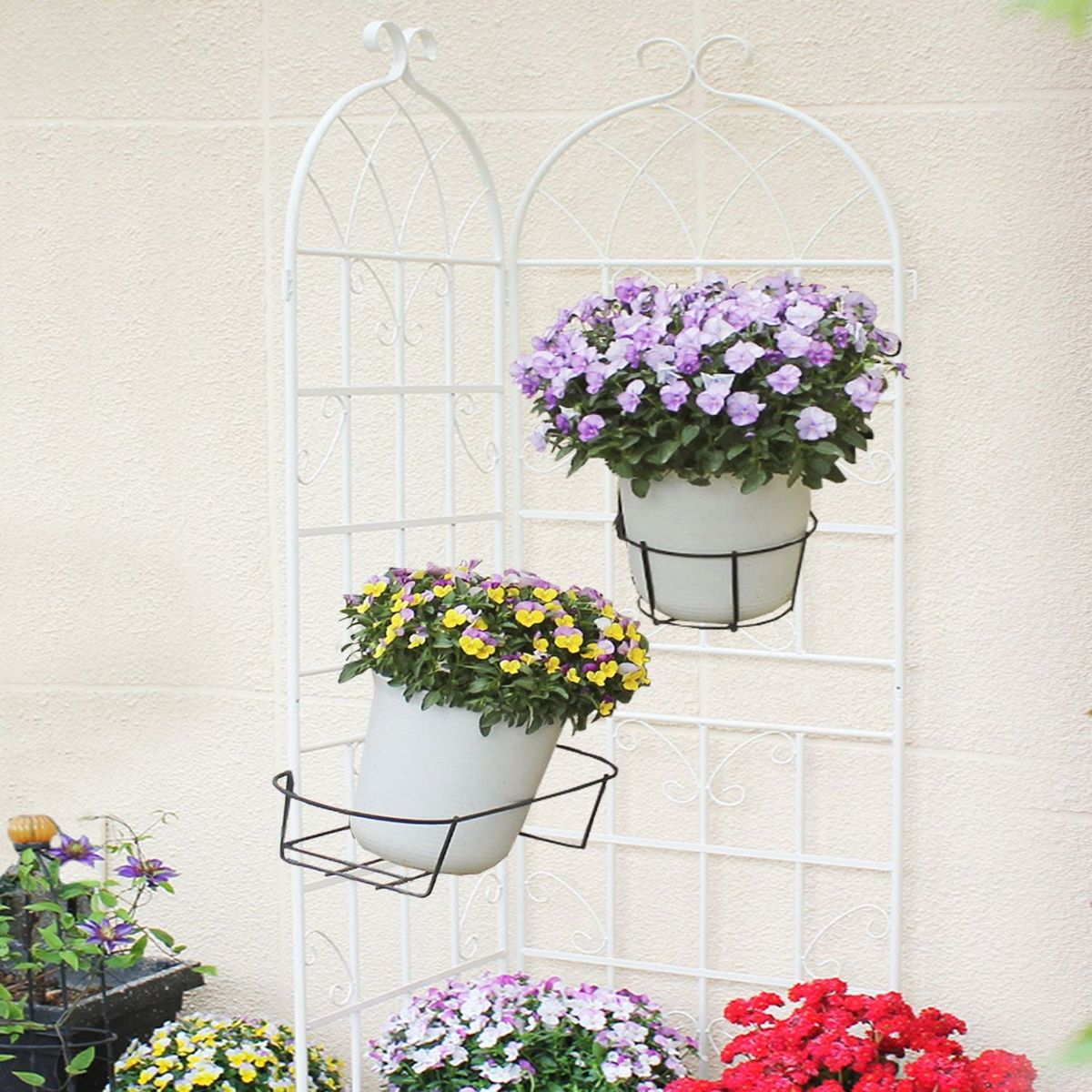 4 Pack Metal Garden Trellis 71" x 19.7" Rustproof Trellis for Climbing Plants Outdoor Flower Support Cream White