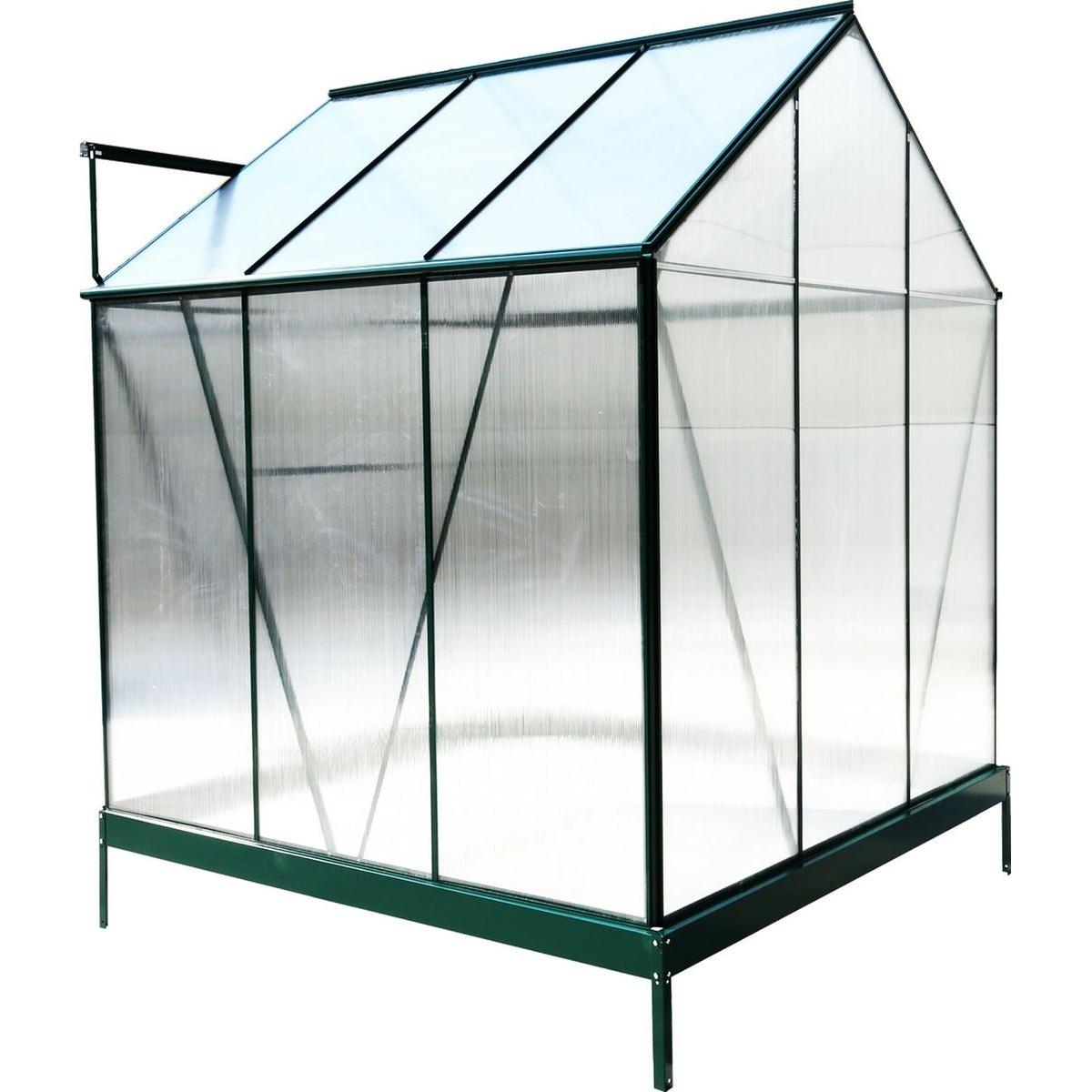 6.3'x6.2'x7' Polycarbonate Greenhouse, Heavy Duty Outdoor Aluminum Walk-in Green House Kit with Rain Gutter, Vent and Door for Backyard Garden, color green