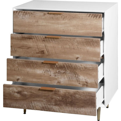 Wooden Tall 4 Drawer Dresser,Chest of Drawers with 4 Metal Legs, Anti-Tipping Device for Bedroom,Living Room