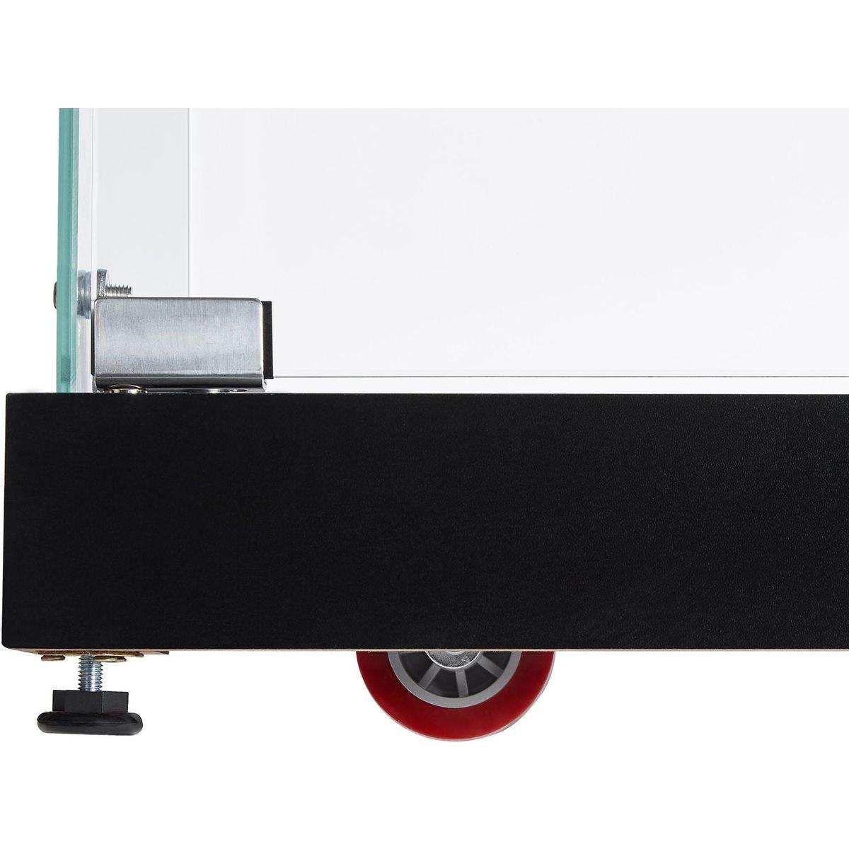 4-Tier Glass Display Cabinet, Double Door Glass Cabinet, Four Partitions, Two Locks, Floor Standing Storage Cabinet for Living Room, Bedroom, Showroom and Office, Black, 31.5"L x 14.2"W x 66.3"H