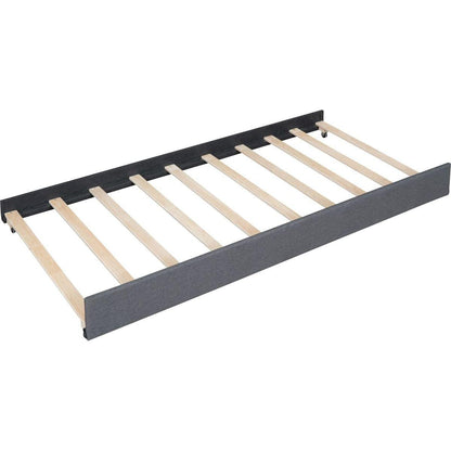 Queen Size Upholstered Platform Bed with 2 Drawers and 1 Twin XL Trundle, Classic Headboard Design, Gray