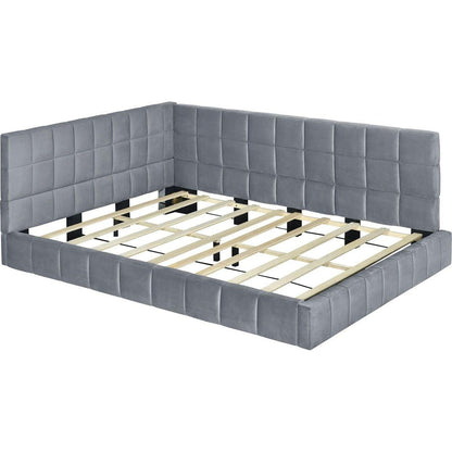 Full Size Upholstered Daybed/Sofa Bed Frame-Gray, Velvet