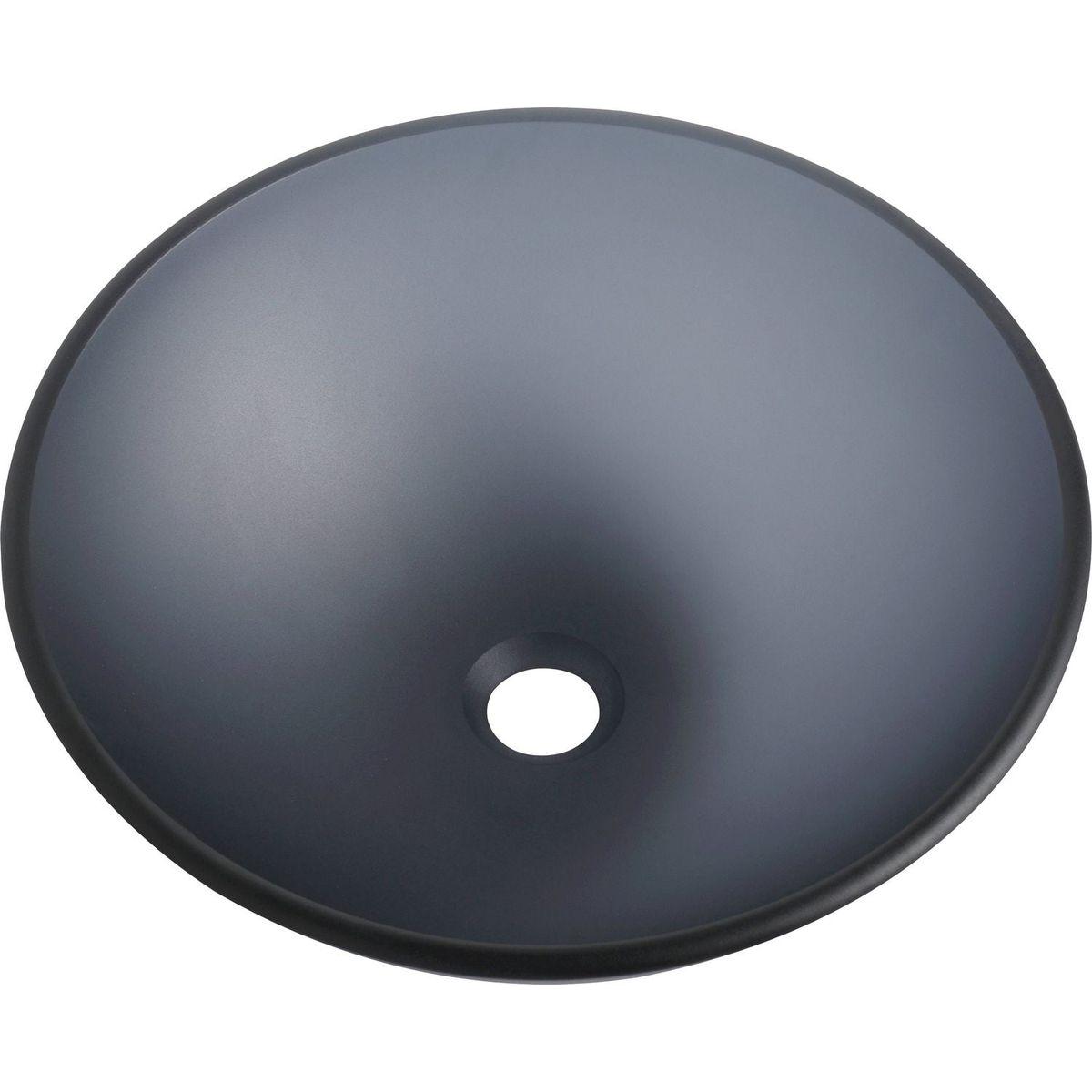 Tempered Glass Matte Bathroom Vessel Sink, Round Bathroom Basin (Tempered Glass Matt Gray)