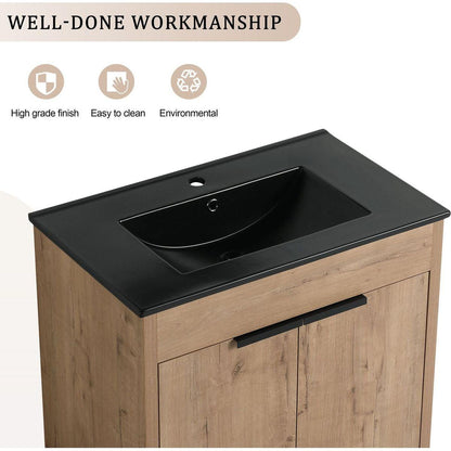 30" Freestanding Bathroom Cabinet With Basin & 2 Soft-Close Cabinet Doors ((KD-PACKING),BVB02430IMO-