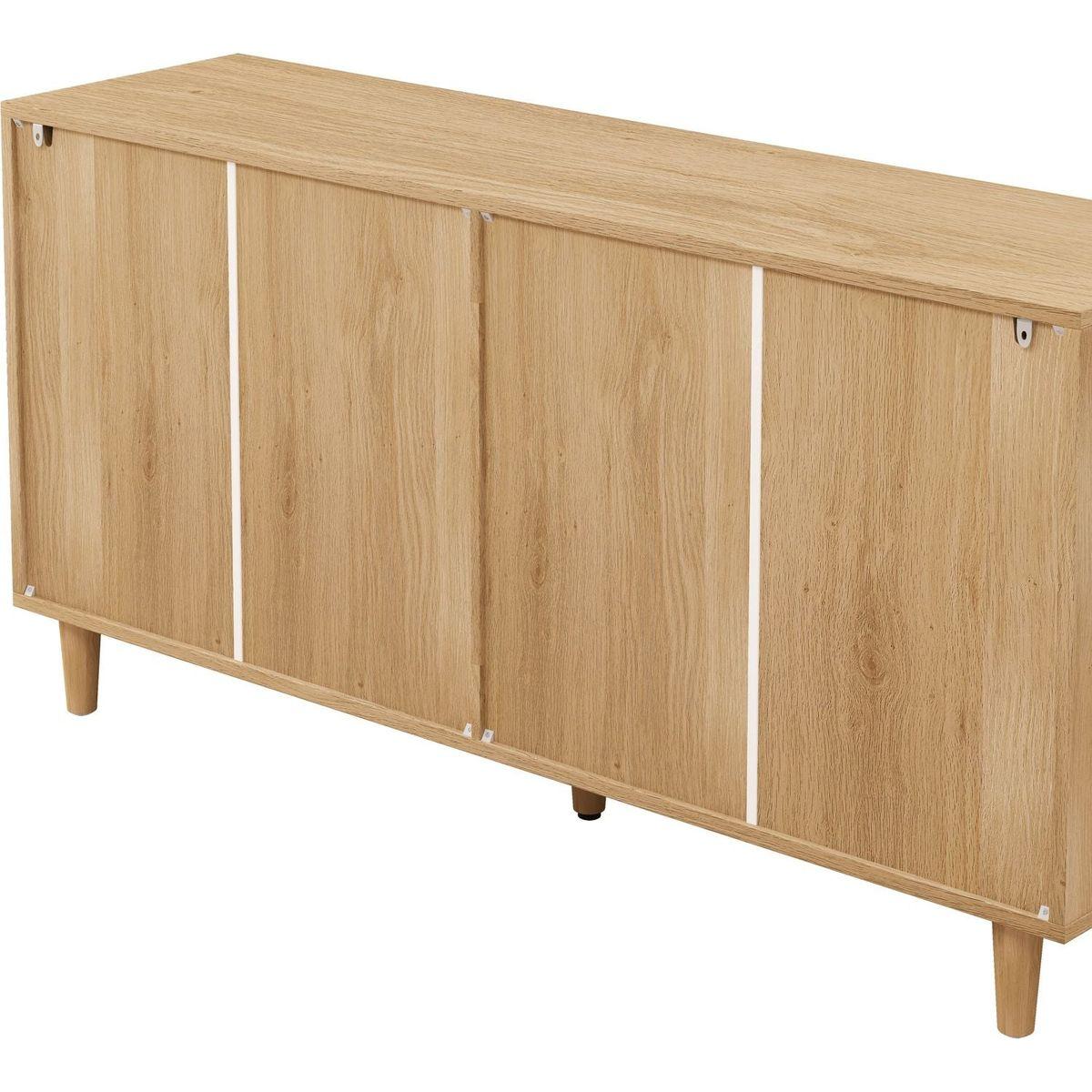 51.18"6-Drawers Rattan Storage Cabinet Rattan Drawer with White Drawer Slides,for Bedroom,Living Room,Natural