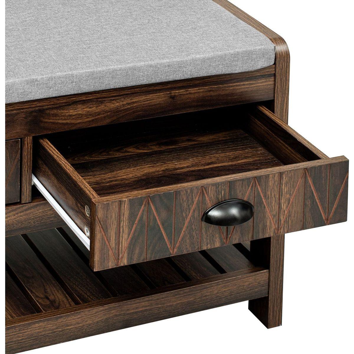 Hall Tree with 6 Hooks and Hinged Lid, Coat Hanger, Entryway Bench, Storage Bench, 3-in-1 Design, 69INCH, for Entrance, Hallway