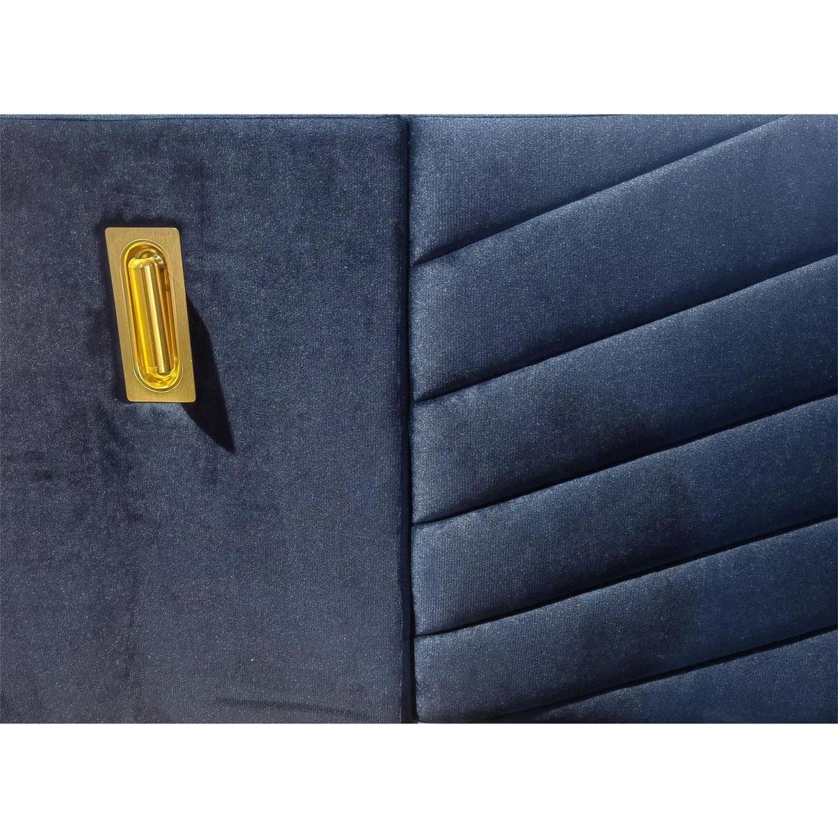 Queen Size Velvet Bed Frame/Vertical Channel Tufted Wingback Headboard/Upholstered Platform Bed/Strong Wooden Slats/No Box Spring Needed/Easy AssemblyRoyal blue