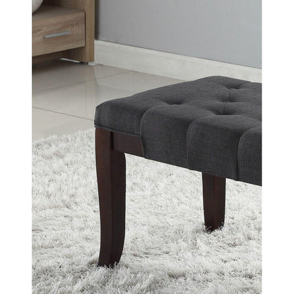 Linon Tufted Bench, Fabric, Gray