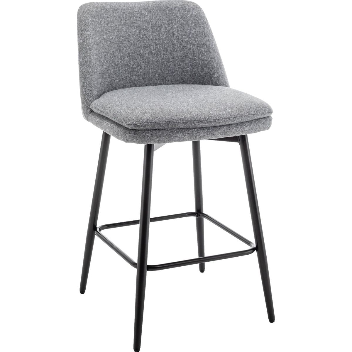 Counter Height Swivel Bar Stools Set of 2, 360 Swivel Upholstered Barstools with Back and Metal Legs, 25.6" Seat Height,Counter Stools for Kitchen Island and Pub,Linen Cloth,Grey