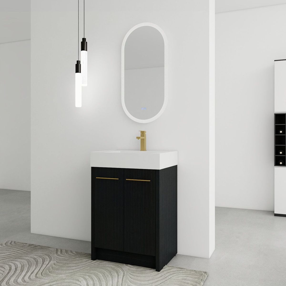 24 Inch Freestanding Bathroom Vanity with Resin Sink, With Soft Closing Door, KD-Package