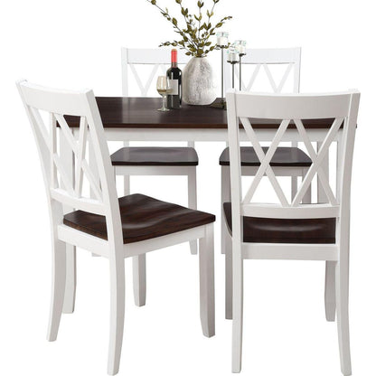5-Piece Dining Table Set Home Kitchen Table and Chairs Wood Dining Set, White+Cherry