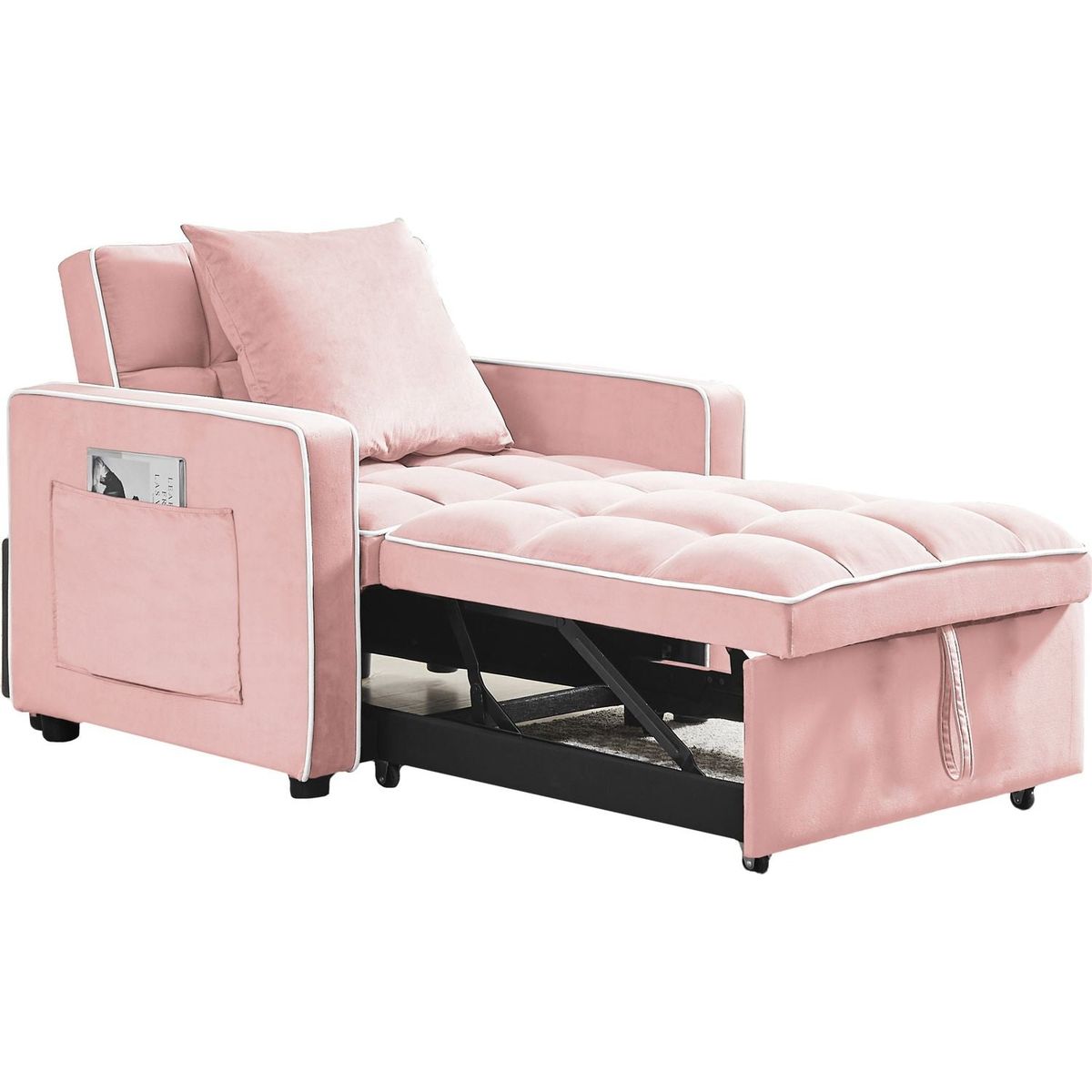 Three-in-one sofa bed chair folding sofa bed adjustable back into a sofa recliner single bed adult modern chair bed berth Pink