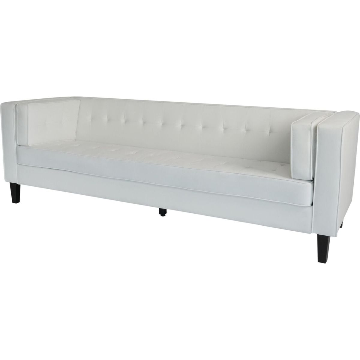3-Seater Sofa, Upholstered Tufted Coach, Velvet Sofa, Ivory White