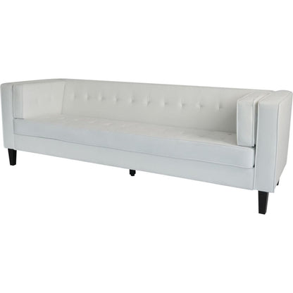 3-Seater Sofa, Upholstered Tufted Coach, Velvet Sofa, Ivory White