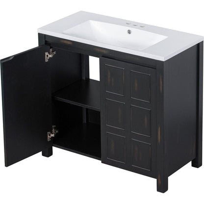 36" Bathroom Vanity Organizer with Sink, Combo Cabinet Set, Bathroom Storage Cabinet, Retro Espresso