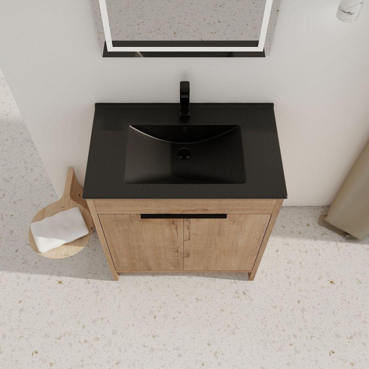 30" Freestanding Bathroom Cabinet With Basin & 2 Soft-Close Cabinet Doors ((KD-PACKING),BVB02430IMO-