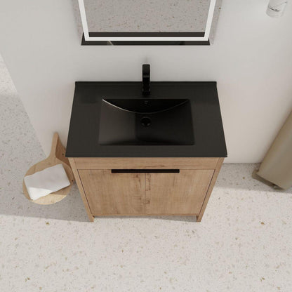30" Freestanding Bathroom Cabinet With Basin & 2 Soft-Close Cabinet Doors ((KD-PACKING),BVB02430IMO-