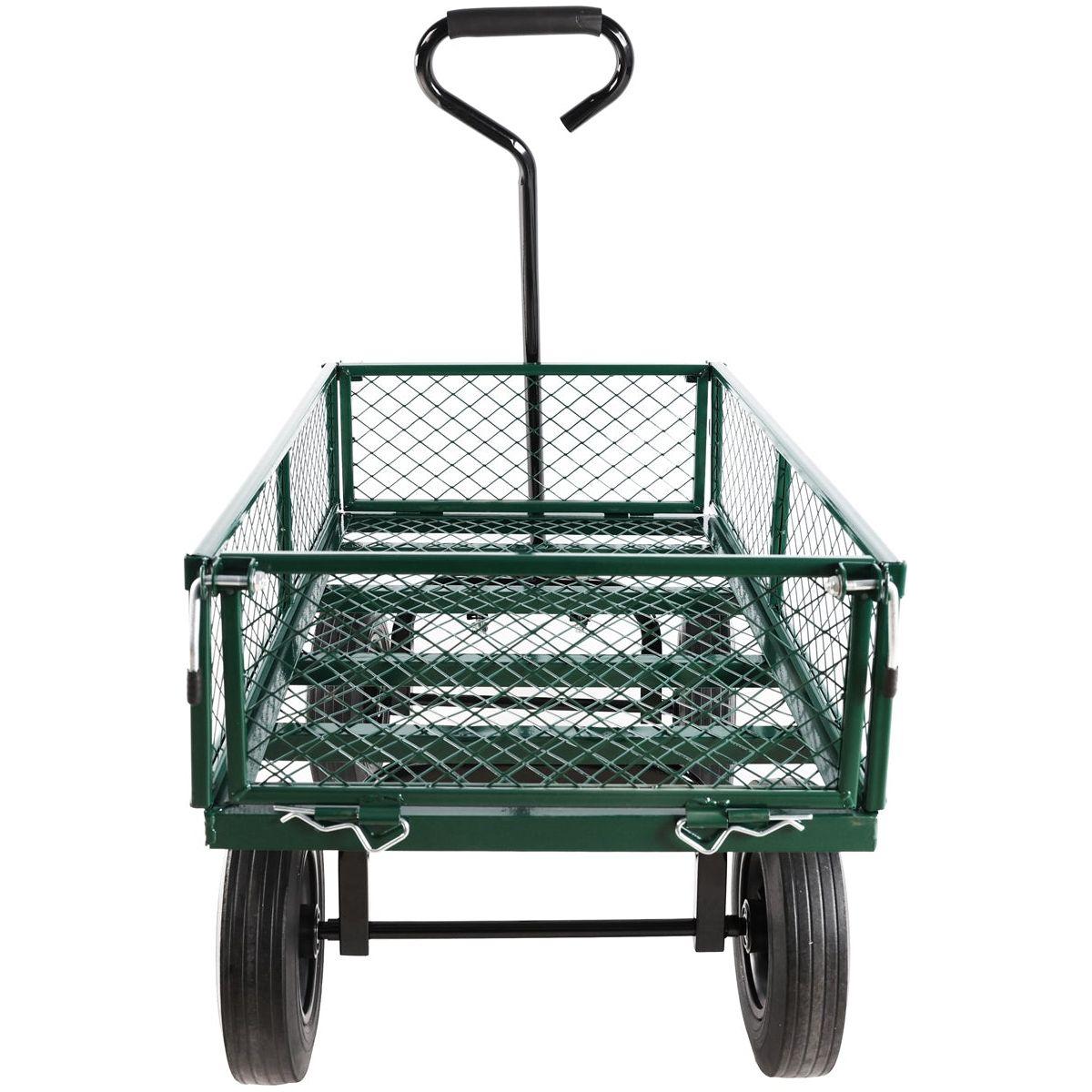 (Green solid wheels wagon cart) Solid wheels Tools cart Wagon Cart Garden cart trucks make it easier to transport firewood