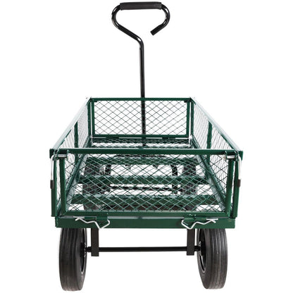 (Green solid wheels wagon cart) Solid wheels Tools cart Wagon Cart Garden cart trucks make it easier to transport firewood