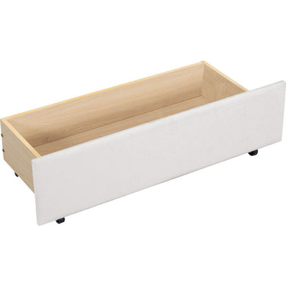 Twin Size Upholstered Daybed with Ergonomic Design Backrest and 2 Drawers, Beige