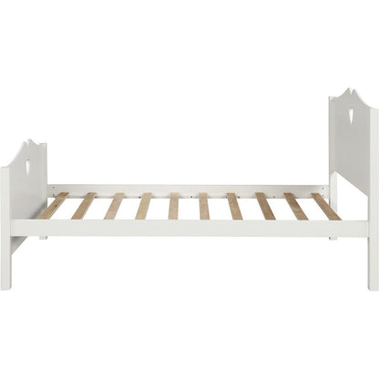 Bed Frame Twin Platform Bed with Wood Slat Support and Headboard and Footboard (White)