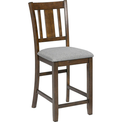 5 Piece Dining Table Set, Wooden Dining Square Table Set for 4, Counter Height Kitchen Table Set with Square Table and 4 Upholstered Chairs for Small Space, Walnut