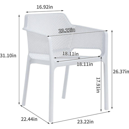 3 piece plastic arm chair Bistro GRS Premium Ocean Plastic, white