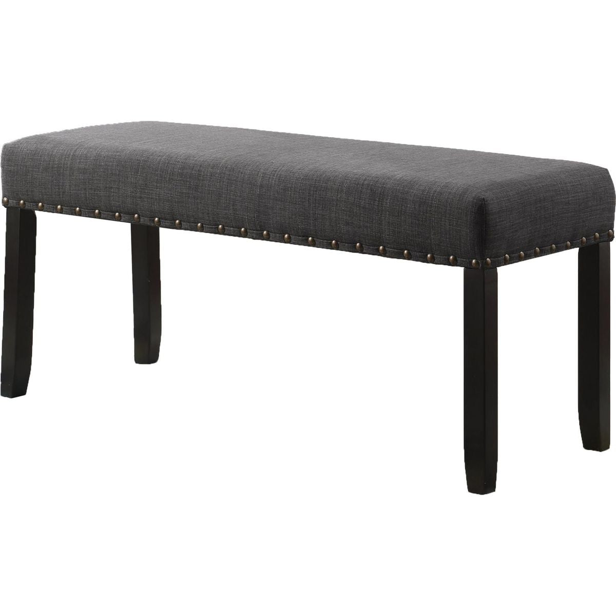 Biony Fabric Dining Bench with Nailhead Trim, Grey