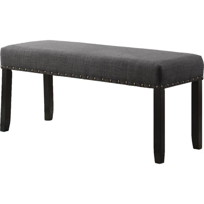 Biony Fabric Dining Bench with Nailhead Trim, Grey